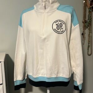 Kate Spade Tennis Raquet Club Quarter Zip Pullover size L excellent condition